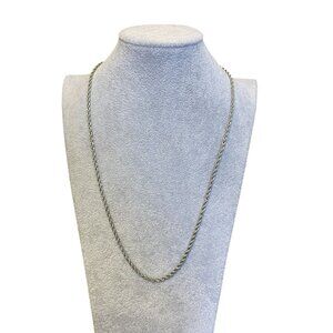 Silver diamond cut rope chain necklace braided twisted magnetic clasp 24"